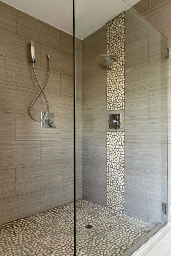Salle De Bain Italienne Idée décoration Salle de bain - Douche italienne avec frange de galets