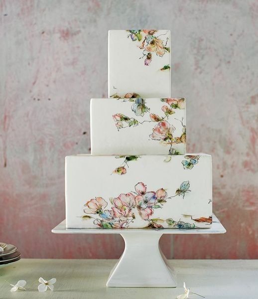 Piece Montee 17 Idee Gateau De Mariage Peints A La Main Carre Trois Etages Weddingcake Avec Aquarelle Listspirit Com Leading Inspiration Culture Lifestyle Magazine