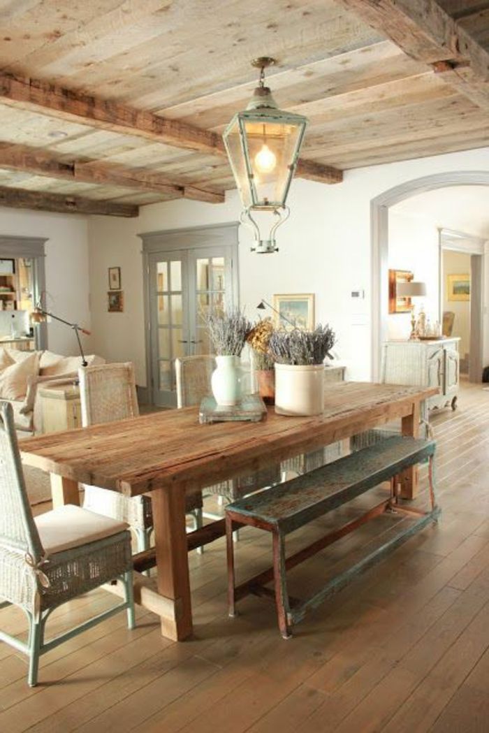 Salle à manger  la plus belle cuisine en bois massif de style rustique