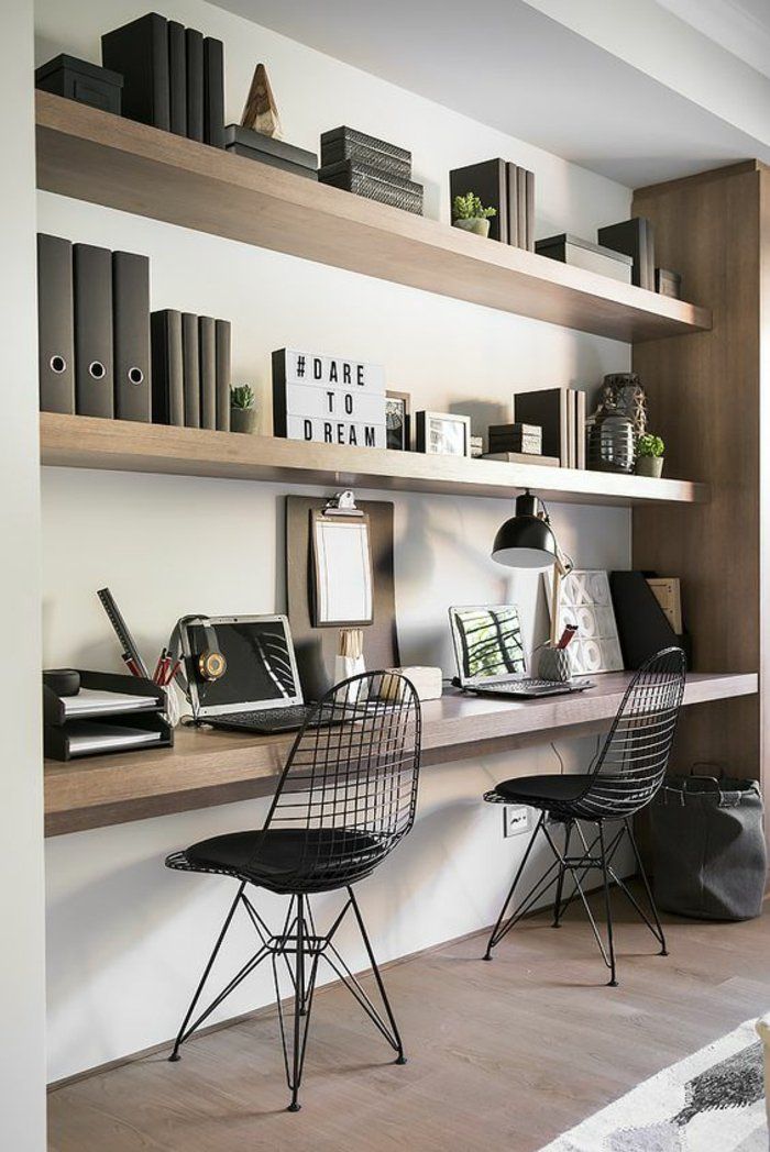 Salle à manger - intérieur-minimaliste-coin-de-travail-bureau-en-bois