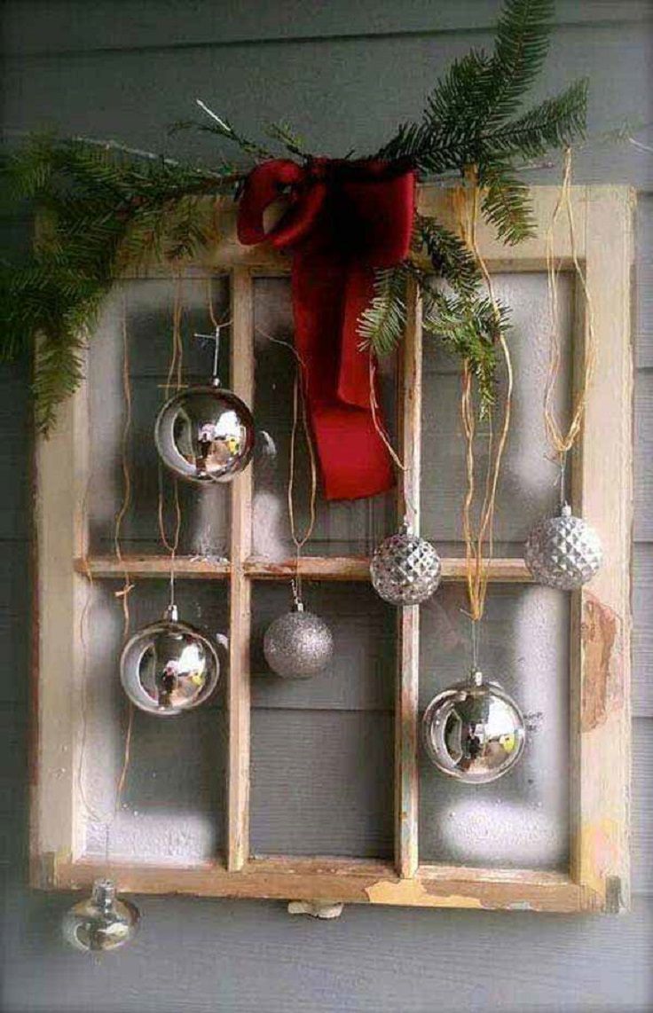 DIY Crafts Repurposed Old Window as A Christmas Decor
