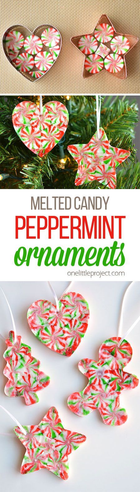 DIY Crafts - These melted peppermint candy ornaments are ADORABLE and ...