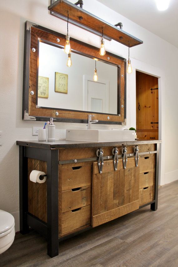 Idée décoration Salle de bain - Rustique meuble industriel Grange