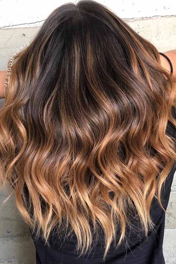 cheveux ombré brun - ombre caramel sur brune