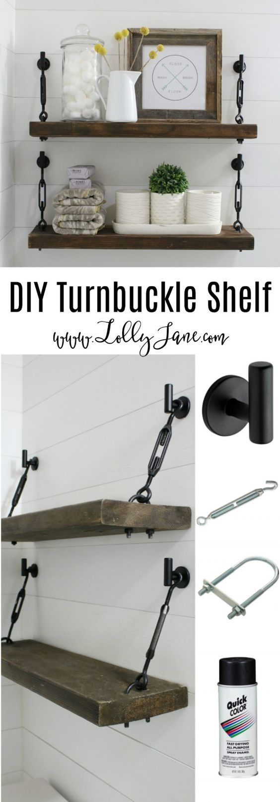 Idée décoration Salle de bain DIY Turnbuckle Shelf tutorial Learn