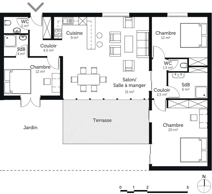 Plans Maison En Photos 2018 Plan Maison Plain Pied 3 Chambres En U