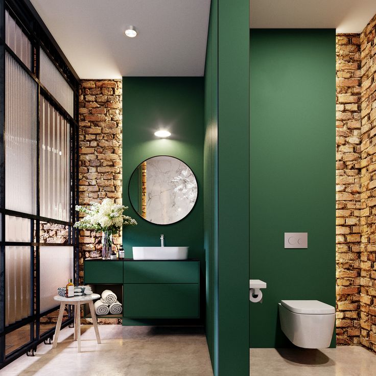Idée décoration Salle de bain Salle de bain vert sapin 
