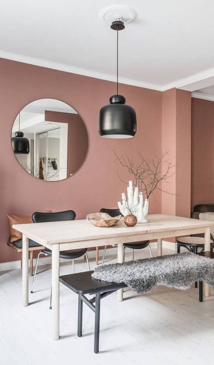 D co Salon - Salle manger Scandinave Rose Noir Beige 